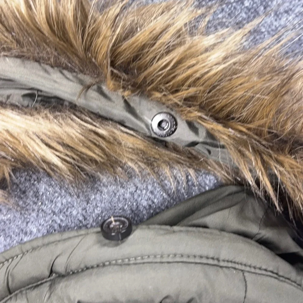 Abercrombie Fitch Jacket Womens Extra Small Ultra Parka Sherpa Lined Olive Green